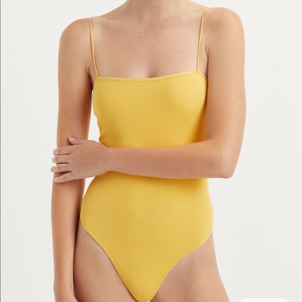 Pacsun Yellow Strappy Ribbed Seamless Bodysuit